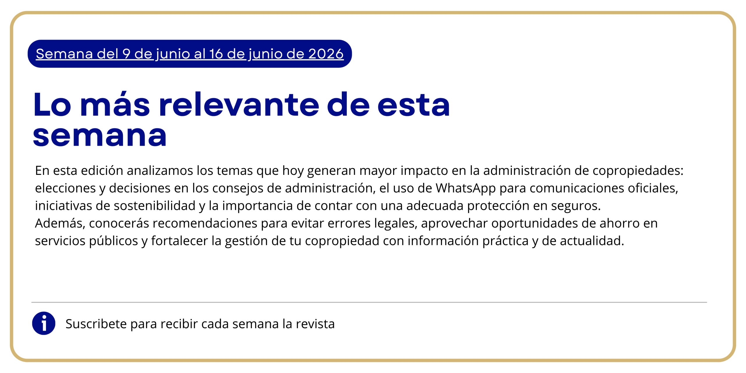 Semana del 9 de junio al 16 de junio de 2026